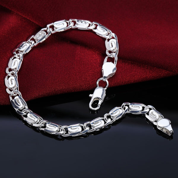 925 silver Solid bracelet for women/men Chain charm Classic