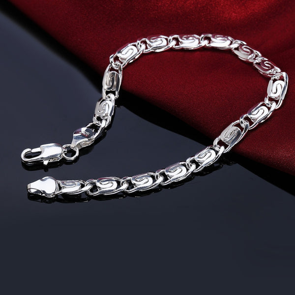 925 silver Solid bracelet for women/men Chain charm Classic