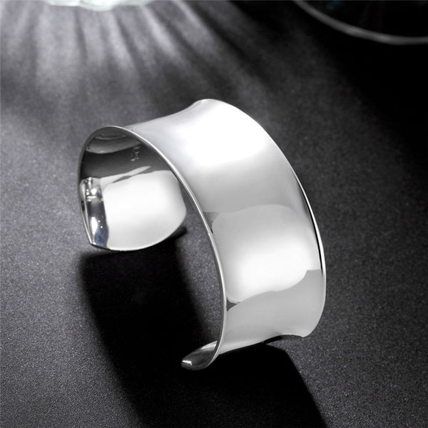 925 Sterling Silver Elegant Cuff- Open Bangle- Bracelet  Fashion Jewelry