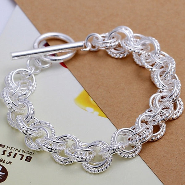 925 Sterling Silver Jewelry Thick Circle Bracelet
